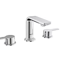 Modern Stainless Steel Faucet With Double Handles And Polished Finish For Bathroom