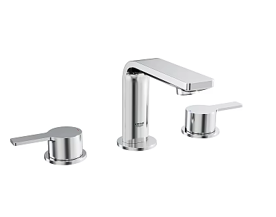 Modern Stainless Steel Faucet With Double Handles And Polished Finish For Bathroom 3d model