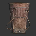 Handwoven Brown Storage Basket With Dual Handles And Square Base Design