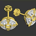 Elegant Gold Earrings With Sparkling Diamond And Gemstone Decorative Patterns 3d model