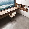 Modern Desk and Chair Simple Desk Office Desk Single Chair Leisure Chair Simple Locker Bookcase Wardrobe Micro Cement 3d model