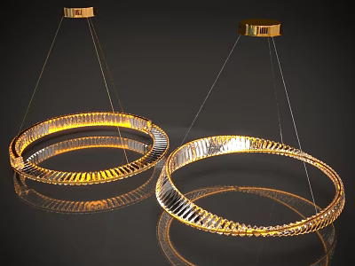 Modern Circular Chandeliers With Gold Frame And Crystal Design For Interior Lighting 3d model