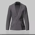 Gray Double Breasted Suit Jacket With Classic Lapel And Front Pockets Design 3d model