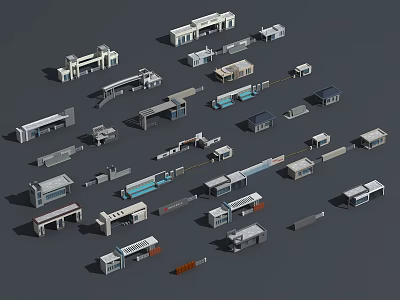 Various 3D Models of Entrance Gates With Modern Minimalist Canopy and Diverse Material Designs 3d model