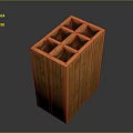 Orange Rectangular Wooden Block With Multiple Square Compartments For Storage 3d model