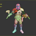 Game Movie Character Armored With White Red Green Helmet And Weapon Sci Fi Military Style