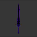 Glowing Fantasy Sword Featuring Purple Blue Blade and Golden Hilt Accents for Game Weapon Design