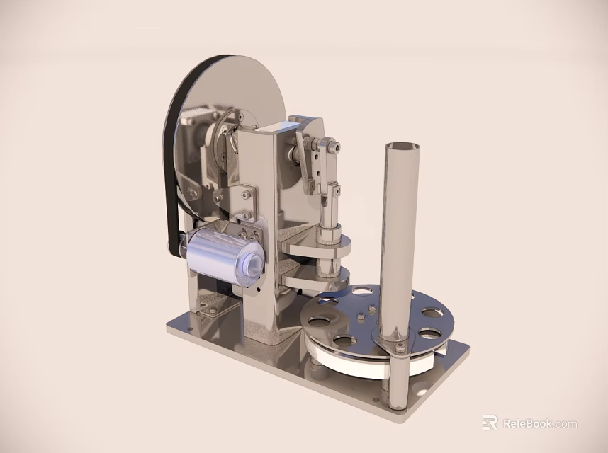 Decorative Ornament Set With Mechanical Design Metal Structure And Cylindrical Column 3d model 