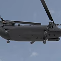 Military Helicopter Flying In The Sky With Clouds 3d model