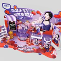 Stylish Commercial Equipment for Trendy Fruit Shop with Rich Fruit Smoothie Display Shelves and Freezers