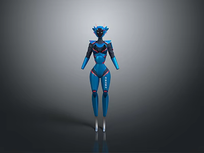Blue Humanoid Robot Character With Sleek Mechanical Design For Sci Fi Games And Movies 3d model