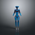 Blue Humanoid Robot Character With Sleek Mechanical Design For Sci Fi Games And Movies