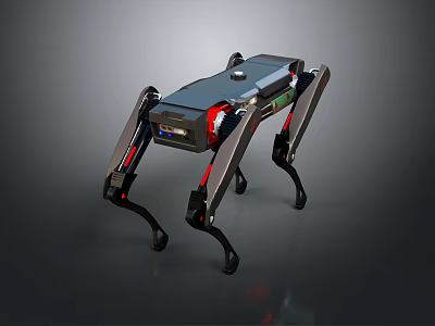 Advanced Robotic Quadruped Creature With Mechanical Legs And Metallic Body Structure 3d model