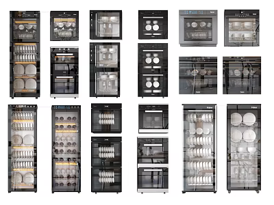 Multiple Designs Kitchen Appliances With Glass Door For Dish And Utensil Storage 3d model