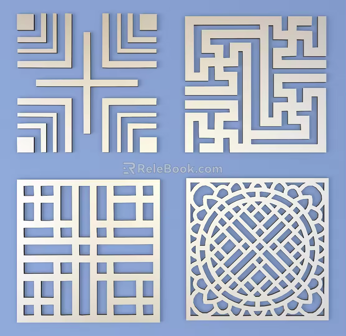 Carved Square Carved Traditional Pattern Lattice Carved Pattern Carved Pattern Classical Pattern 3d model