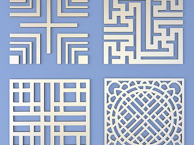 Traditional Lattice Windows With Various Intricate Geometric Patterns And Classic Designs 3d model