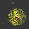 Aerial Planning of Urban Layout With River Road Network and Green Spaces
