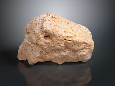 Natural Stone With Rough Surface Textured Details And Holes On Dark Backdrop 3d model
