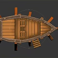 Vintage Handcrafted Wooden Small Boat Model With Ladder And Seats For Water Transportation