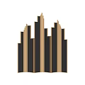 Modern Geometric Wooden Frame Wall Decor With Vertical Mirror Panels And Colorful Strips