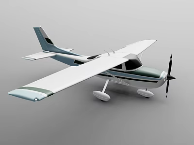 Modern Small Passenger Plane With White Wings Green Fuselage And Single Propeller 3d model