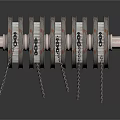Mechanical Gear Assembly With Stacked Metal Gears Central Shaft And Toothed Structure