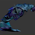3D Mythical Monster Character Model With Blue Purple Sharp Claws And Intricate Details