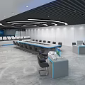 Modern Control Room With Large Screens Control Consoles And Seats Layout 3d model