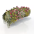 Vibrant Flower Box With Pink Red Yellow Blooms And Trailing Green Leaves