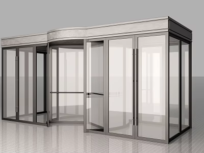 Elegant Contemporary Revolving Door Design With Glass Panels And Metal Frame 3d model