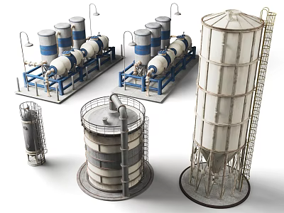 Heavy Duty Industrial Machinery Setup With Storage Tanks Processing Units And Piping Systems 3d model
