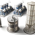 Refining tower chemical raw material factory tower chemical storage tower heavy industry engineering building 3d model