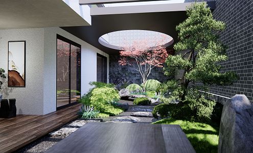 New Chinese Courtyard Dry Landscape Courtyard Garden 3d model