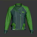 Green And Teal Color Block Jacket With Zipper Closure Stand Collar And Pockets