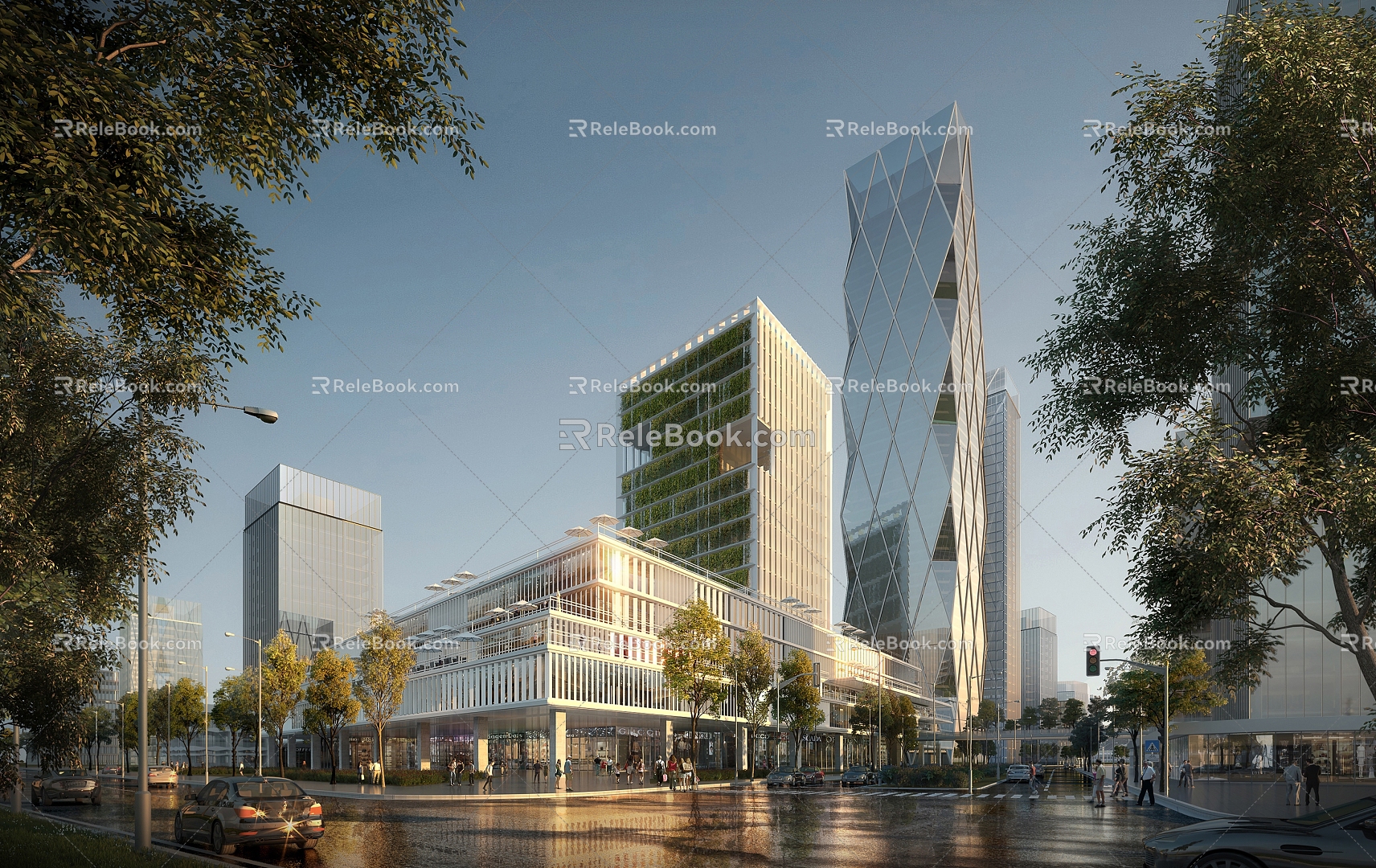 Modern Office Building Street Office Building Commercial Glass Public Building 3d model