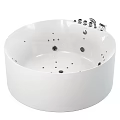 White Round Whirlpool Bathtub with Multiple Massage Jets and Faucet Controls