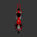 Red Modern Sport Motorcycle With Black Seat And Streamlined Red White Graphics