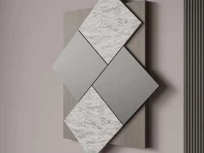Modern Geometric Wall Hanging with Marble and Matte Panel Design 3d model