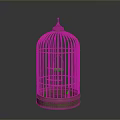 Decorative Yellow Birdcage As Household Item With Metal Frame Base And Spire Top