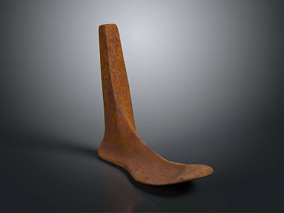 Rusted Iron Shoe Shaped Sculpture With Textured Surface On Dark Background 3d model
