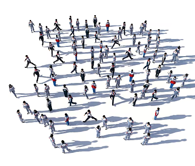 Many students 3d model