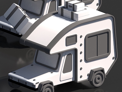 Cartoon car vexed caravan hatchback station wagon train 3d model