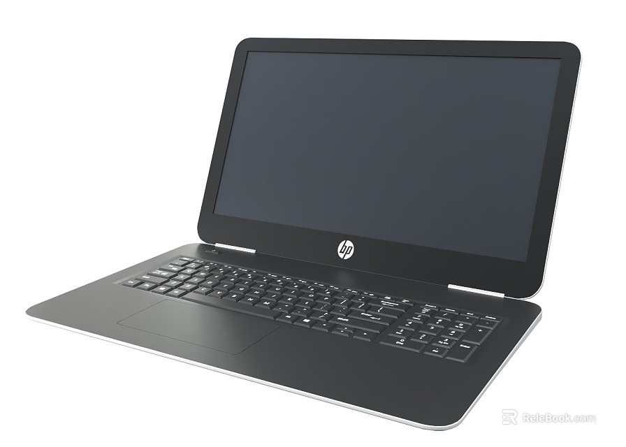 HP Black Laptop With Sleek Design Responsive Keyboard And High Definition Display Screen 3d model 