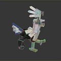 Pixel Style Mythical Creature Game Character With Colorful Blocks And Standing Pose