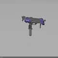 Detailed Futuristic Silver Purple Mechanical Pistol Weapon Featuring Barrel And Grip Design