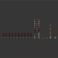 Red Construction Scene Components With Guardrails Ladders Columns And Platforms 3d model