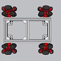 Metal Frame Mobile Stand With Black Wheels And Red Accents