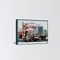 Two Vintage Truck Paintings As Wall Decor With Rustic Weathered Design 3d model