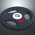 Black Weight Plate With Red Dot And Central Hole For Fitness Equipment