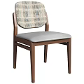 Modern Minimalist Single Chair With Wooden Frame Patterned Fabric Backrest And Gray Cushion Seat